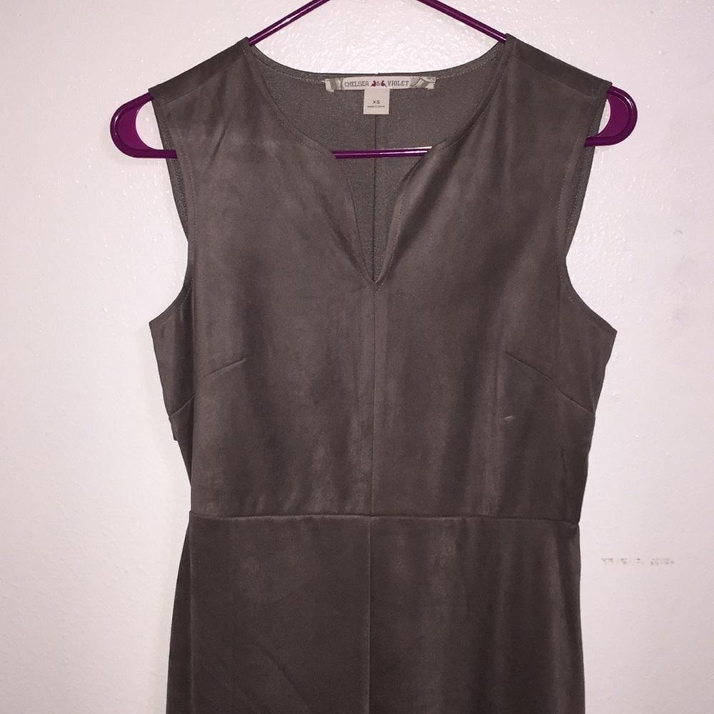 Flower embroidered Suede dress